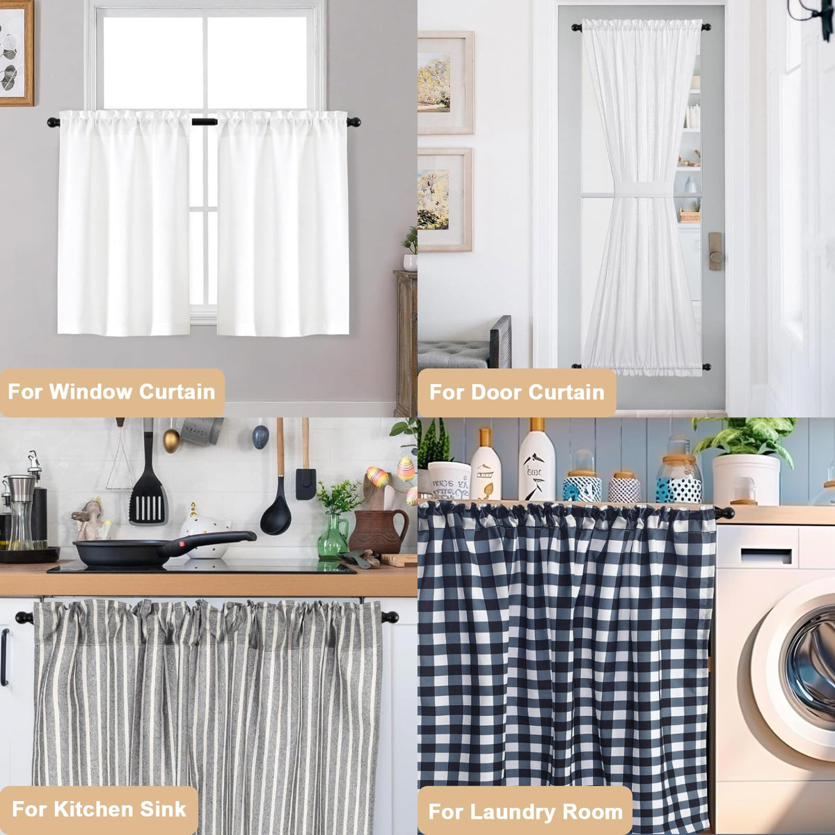 DCHOME Cafe Curtain Rod 18-30 Inch, 1/2" Diameter, Door Curtain Rod, Black
