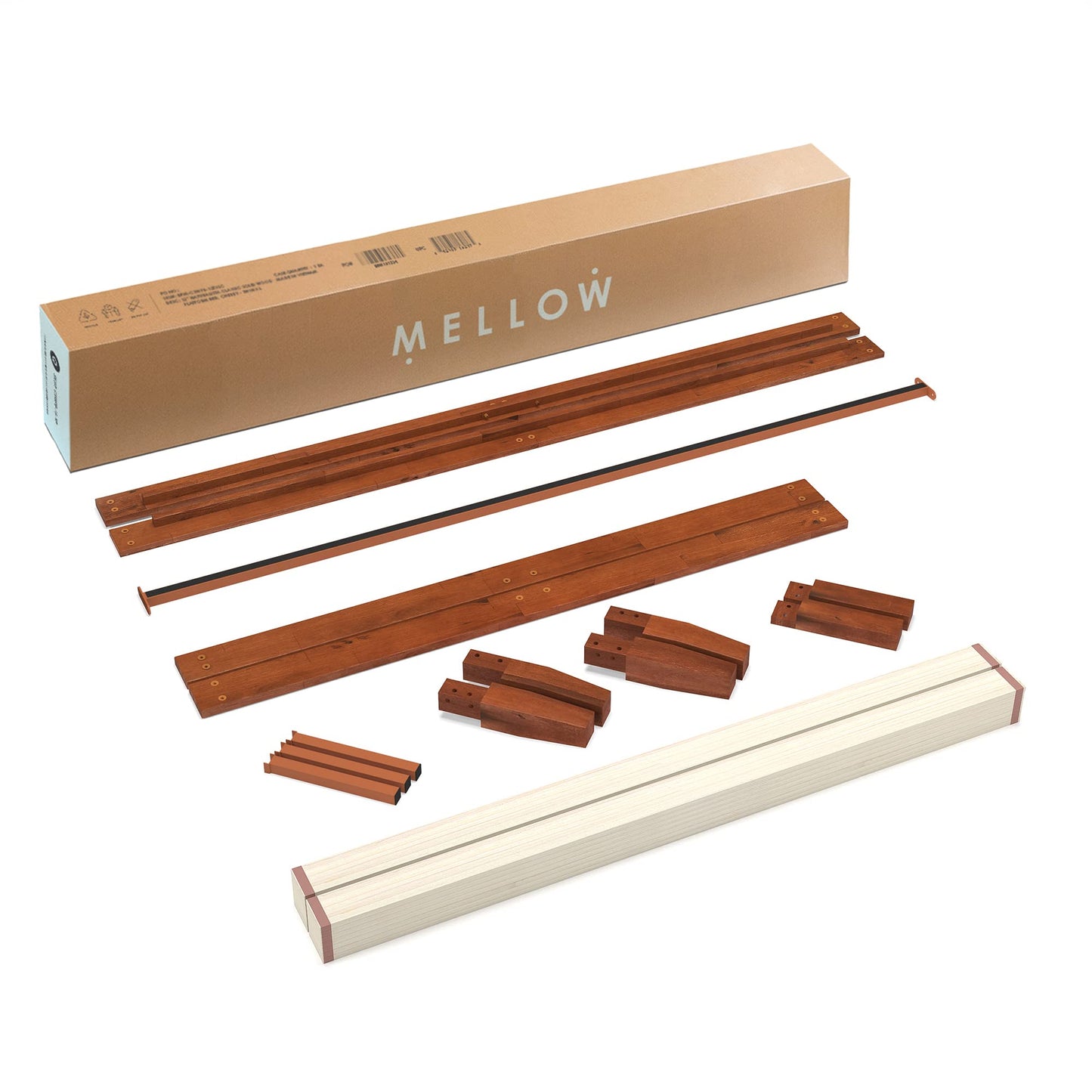Mellow Naturalista Classic 12 Inch Solid Wood Platform Bed with Wooden Slats, Twin XL, Cherry