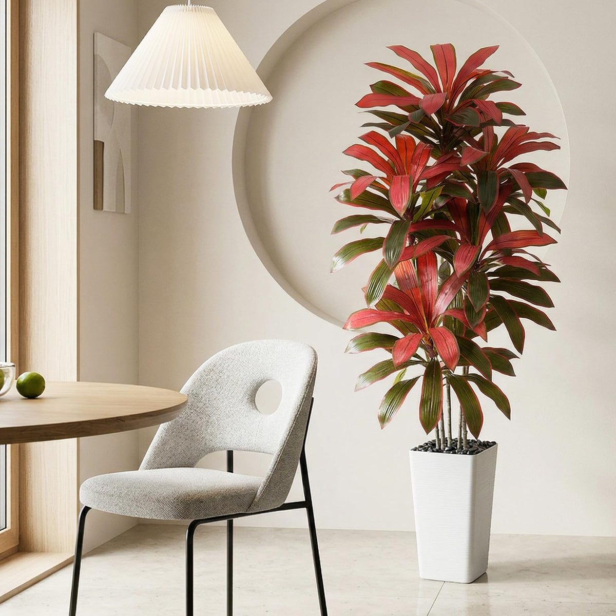TNGGNT Artificial Dracaena Tree: 5FT Fake Plants Silk Faux Trees(White Pot)