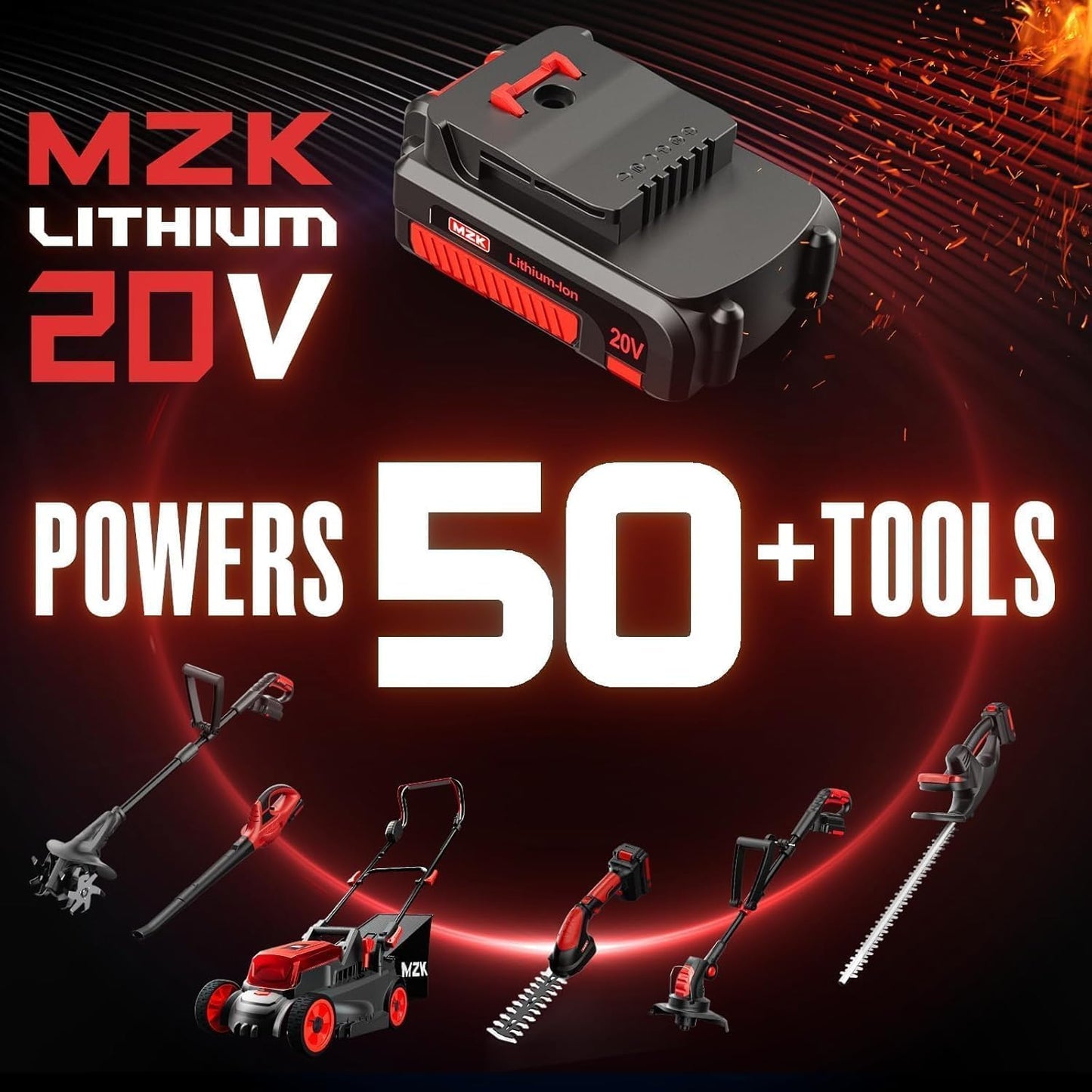 MZK 20V MAX 23-inch Cordless Pole Hedge Trimmer Attachment, 8-Feet Reach, Electric Hedge Trimmer with Extension Pole, Multi-Angle, for Garden Lawn Trimming(Two Batteries and Charger Included)