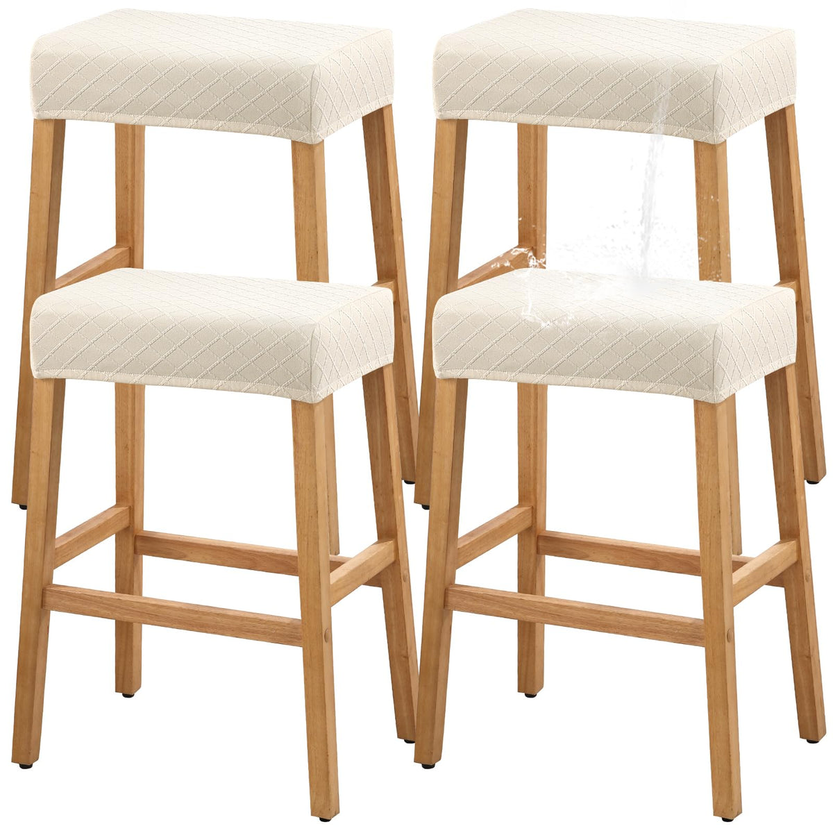 YISUN Stool Covers Rectangle - 4 Pack Stretch Waterproof Saddle Seat Cover Counter Bar Stools Bar Chairs Covers Kitchen Island Chairs Cushion Protector