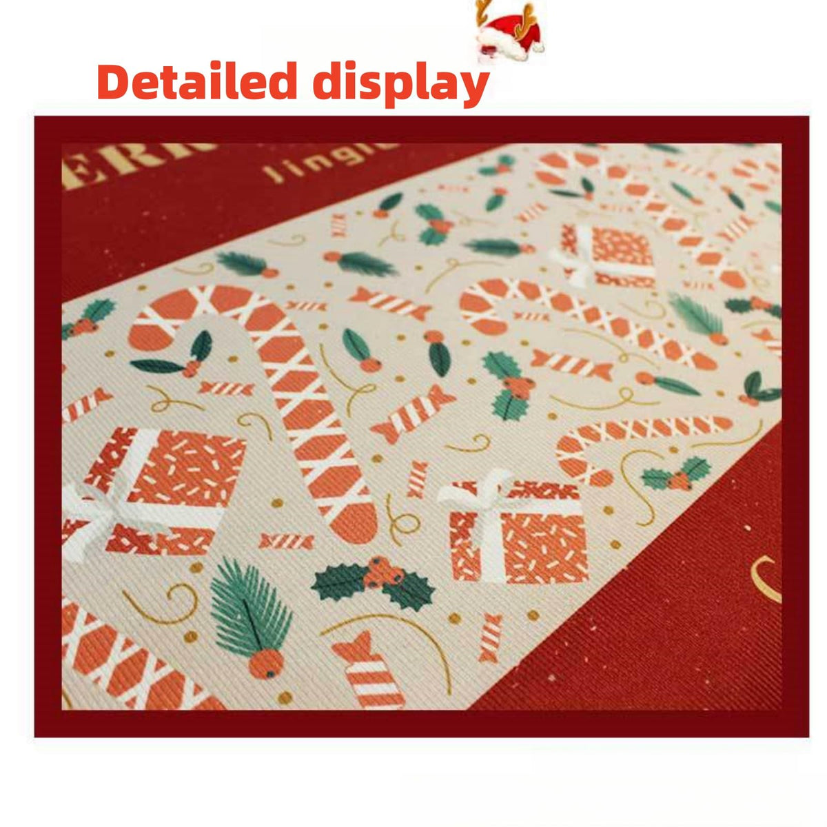 Christmas Rug Set of 3, Washable Rug Soft Christmas Rugs for Living Room Entryway, Red Xmas Tree Elk Bedroom Rug Non Slip Cute Accent Rugs Carpet for Kitchen Dining Room Holiday Decor