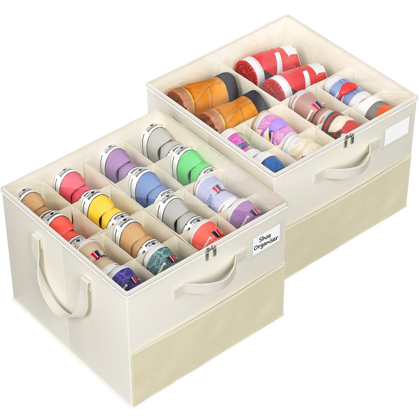 Plus Size 2 Pack Shoe Organizer for Closet, Foldable Shoe Storage Box
