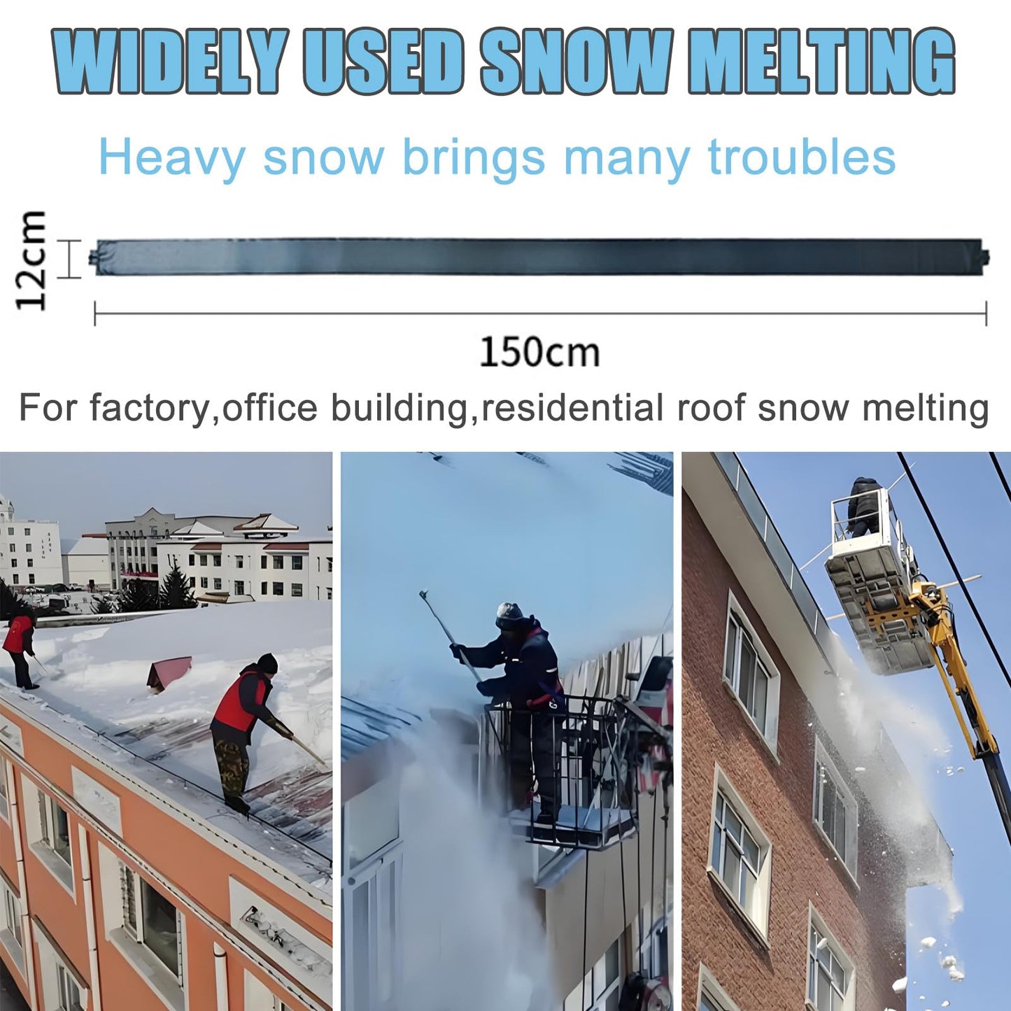 Electric Roof De-Icing Cable & Gutter Snow Melting Heater Mats - Graphene Technology, Prevents Blockages & Leaks, Easy Storage, All-Season Freeze Protection,Can Curlable 760cm/24.9ft