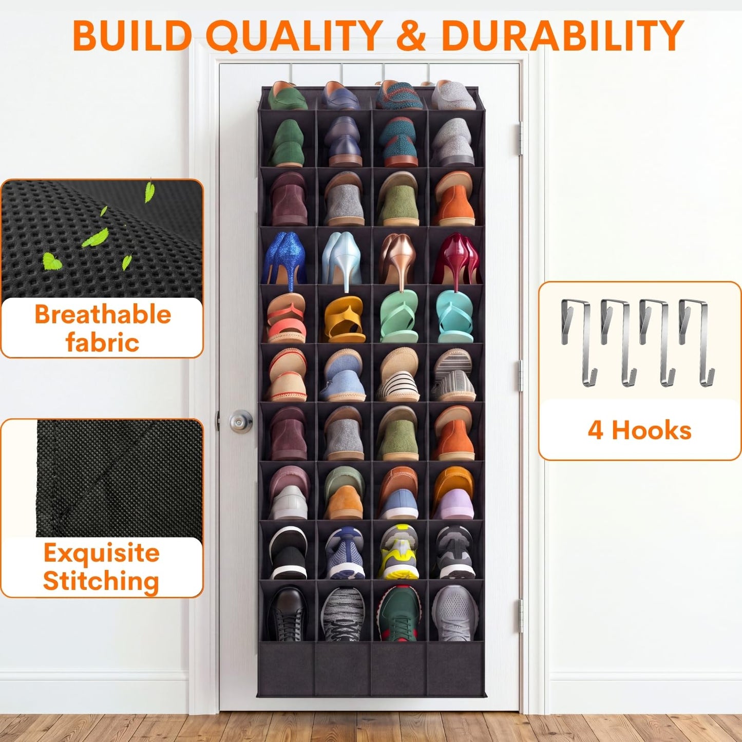 Ofiray-home Over the Door Shoe Organizer, 30-40 Pairs