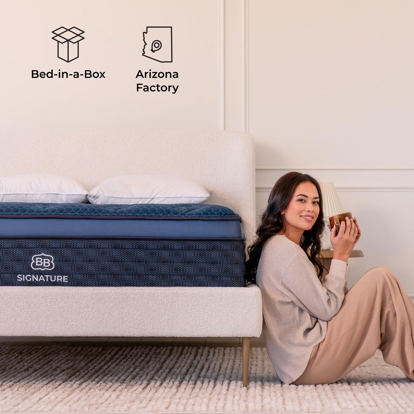 Brooklyn Bedding Signature Hybrid Short King 72"x75" 14 Inch Mattress, Medium Feel, Cloud Pillowtop Upgrade, CERTIPUR-US Certified Foam