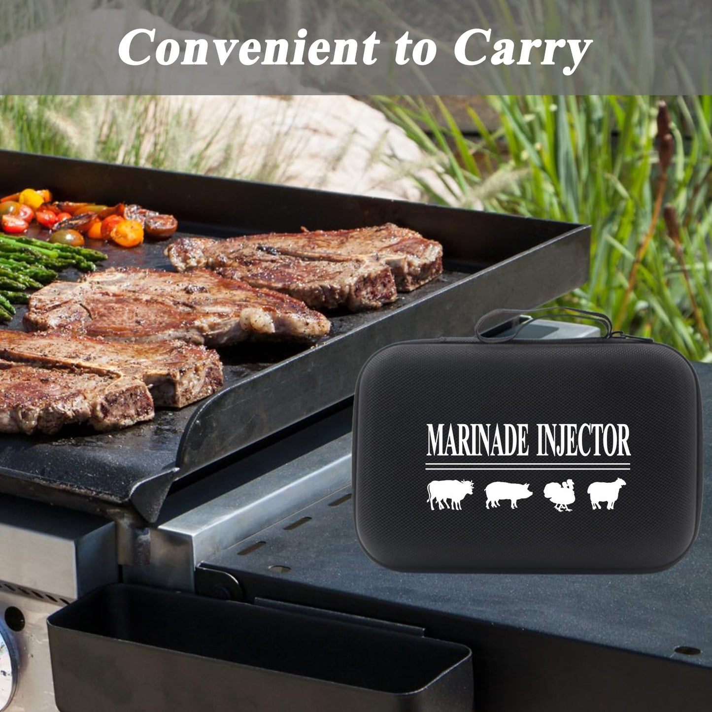 Uironly Meat Injector,Turkey Seasoning Injection Kit with 3 Professional Marinade Injector Needles for Grill Smoker BBQ Brisket; Include User Manual, E-Book - Storage Case