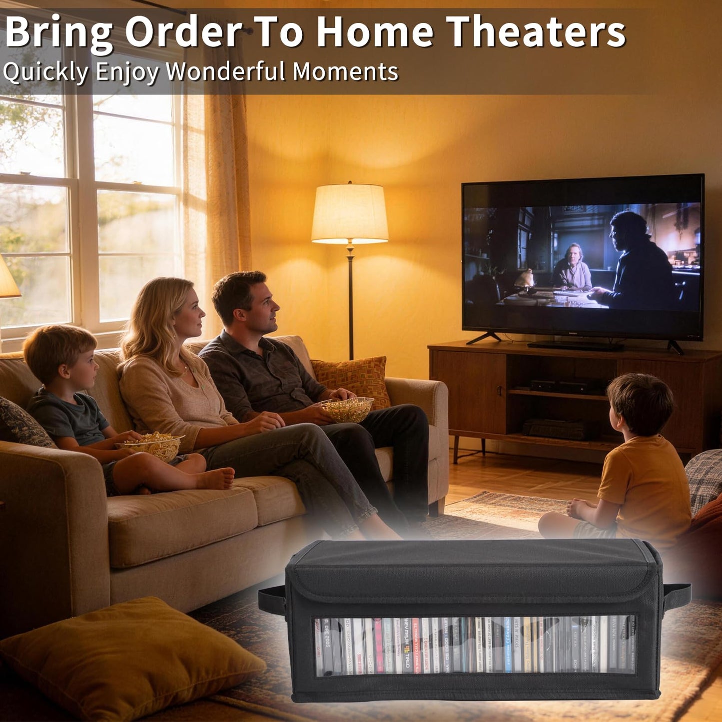 ivomau Home CD Storage Box, Tape Cassette Display Stand With Handle, Movie Box, DVD, Optical Disc Rack, Suitable For Living Room And Desktop