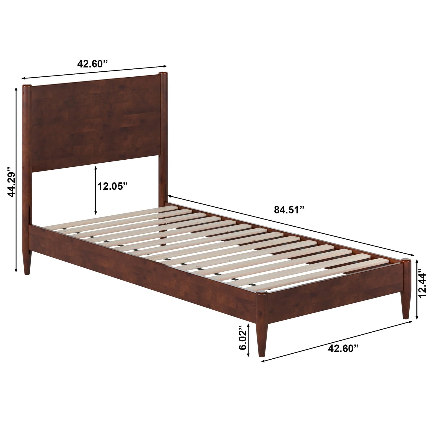 AFI, Pasadena Twin XL Solid Wood Low Profile Platform Bed, Walnut