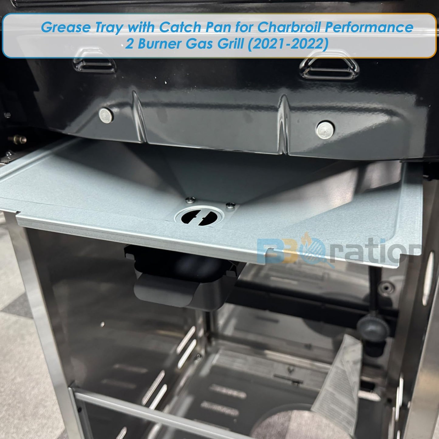 BBQration G325-5701-W1 Grease Tray with Catch Pan for Charbroil Performance 2 Burner 463630021 463660421 463630422 463660021 463655021, Drip Pan for Charbroil Grease Tray Replacement