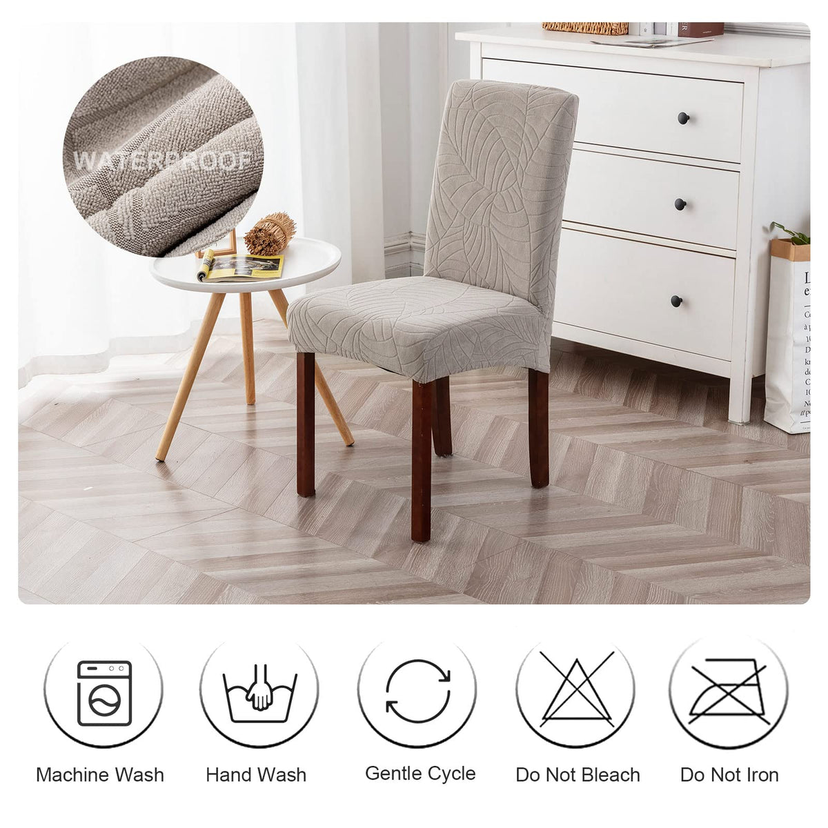 Genina Waterproof Dining Chair Covers Set of 4 Parsons Chair Slipcovers