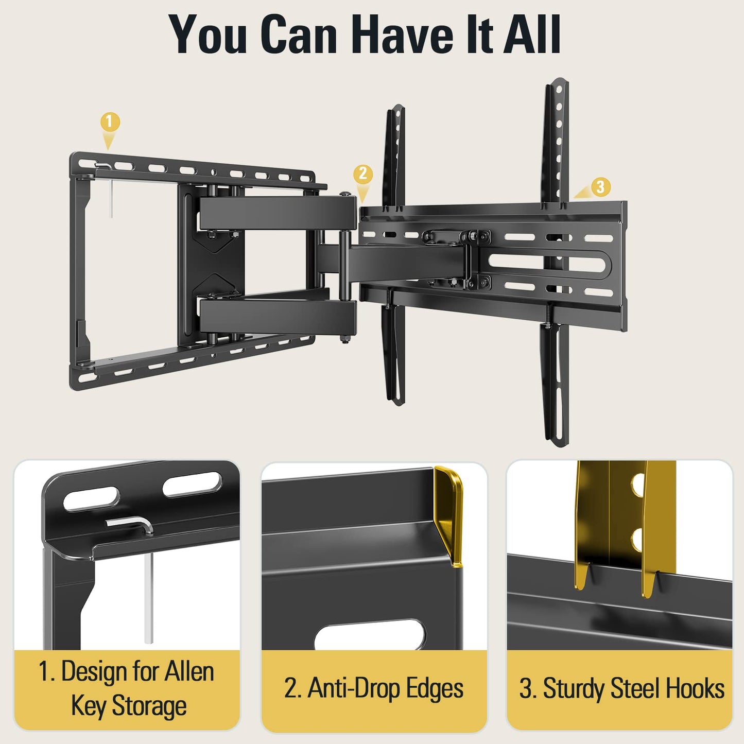 Mounting Dream Full Motion TV Wall Mount for 32-70 Inch TVs up to 99lbs