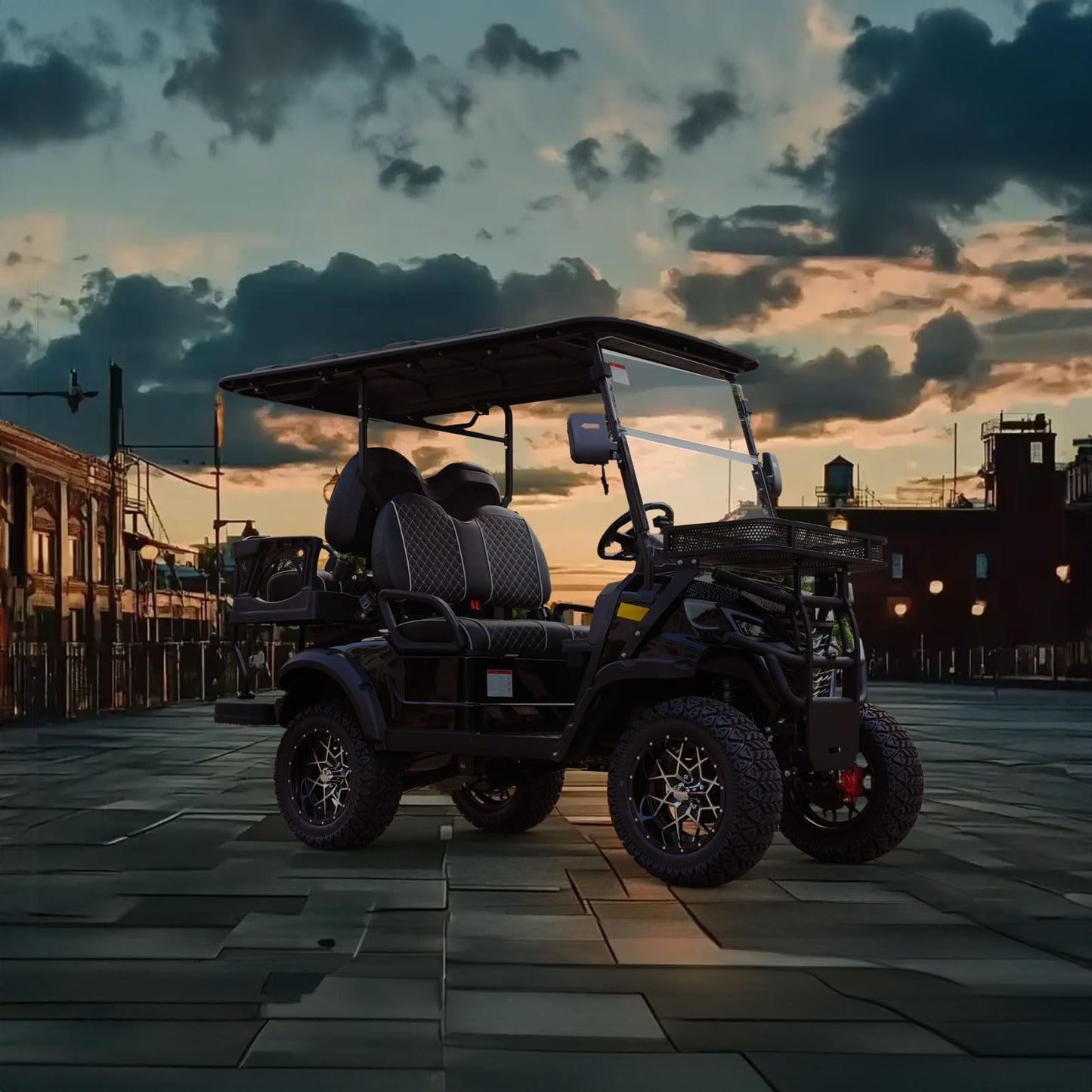 X-ARK 4-Seater Electric Golf Cart for Adults, 23.5 All-Terrain Off-Road Tires, 5000W High-Power Motor, 60 Miles Max Range, 10 Inch Flat Touch Screen, Large Storage Box, Hotel, Beach, Farm, Park