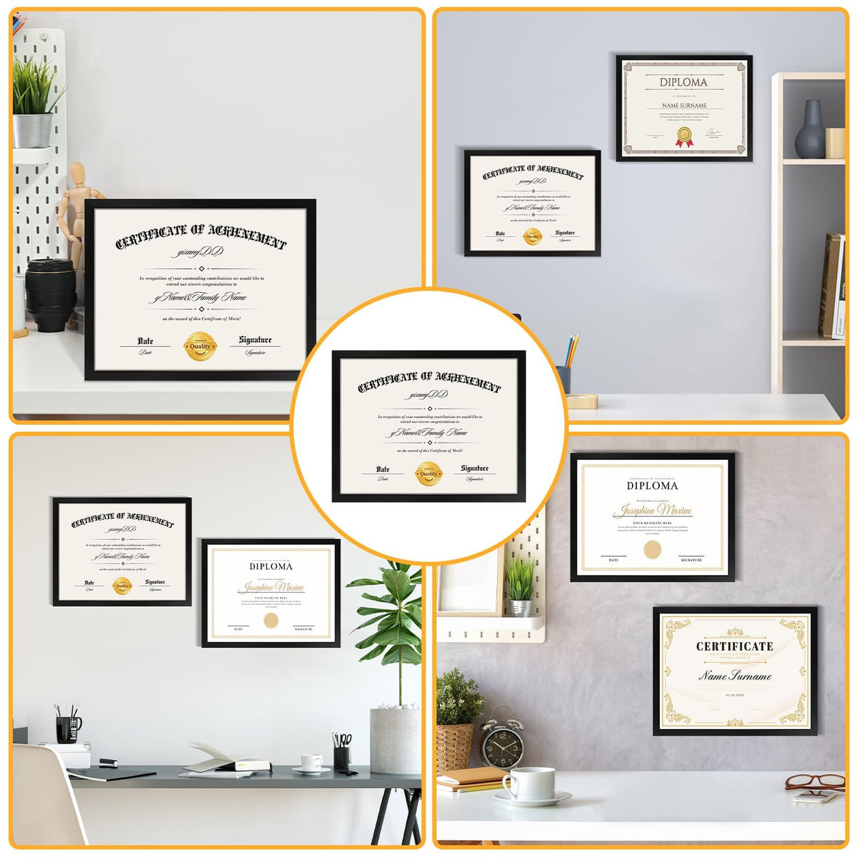 YixangDD 20 Pack Certificate Frames 8.5 x 11, College Diploma Frame, Black