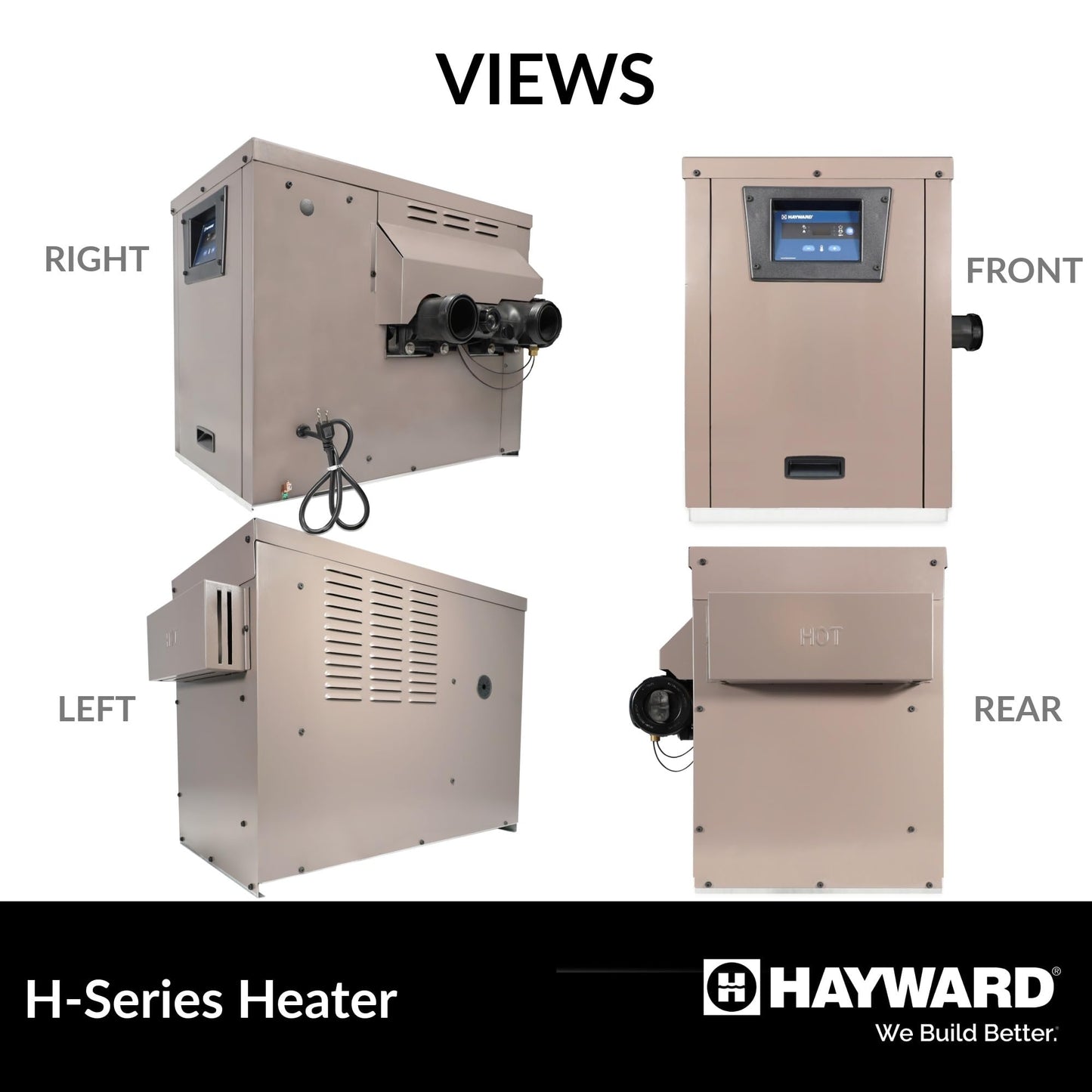 Hayward W3H135FDN H-Series Pool Water Heater/Spa Heater, 135k BTU, Natural Gas Model