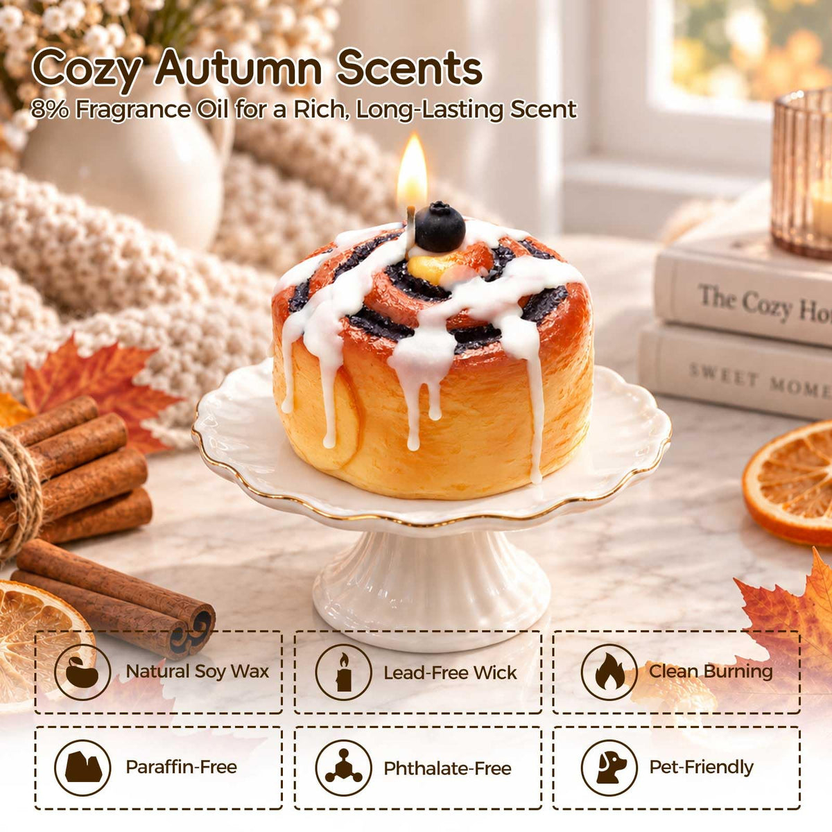 CabyGift Cinnamon Roll Candle – Cinnamon Scented Fall Candles