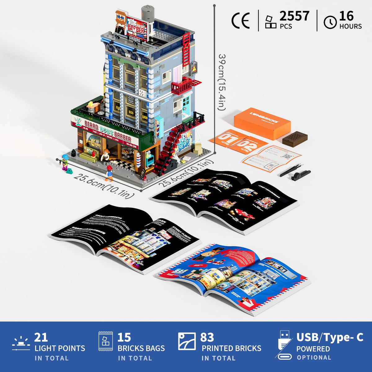 Lumibricks Barbershop Lighting Building Bricks Set, 2557 Pcs Modular Set