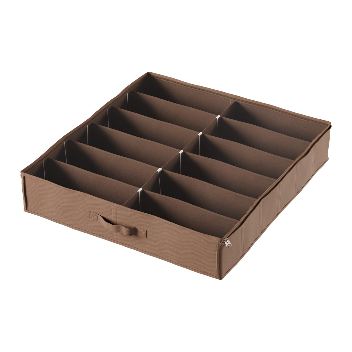 Under Bed Storage Shoe Organizer Bag with Clear Plastic Zippered Cover, Stores 12 Pairs of Shoes by Everyday Home (Brown)