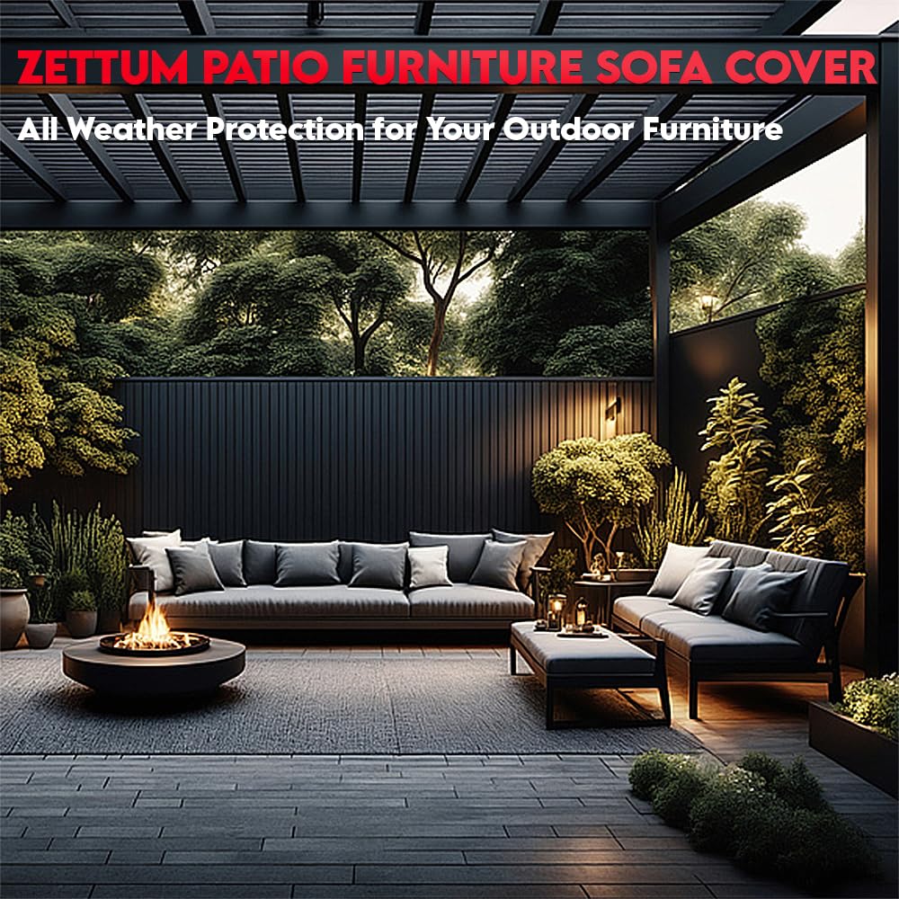 Zettum Patio Loveseat Cover 60 Inch - 600D Outdoor Couch Cover Furniture Sofa Cover Waterproof Heavy Duty, 2-Seater Bench Cover for Outside Sofa, Loveseat, Couch, Bench and Glider - 60 x 34 x 33 Inch