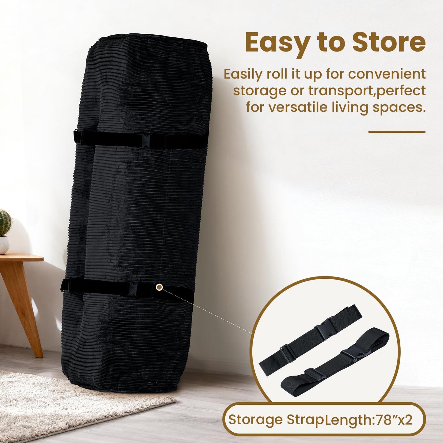 NLDD 10" Futon Mattress Full Size, Ultra Thick Futons Sofa Couch Bed Sleeper Sofa Bed, Versatile Floor Futons Japanese Floor Mattress for Adults, Black (Frame Not Included)