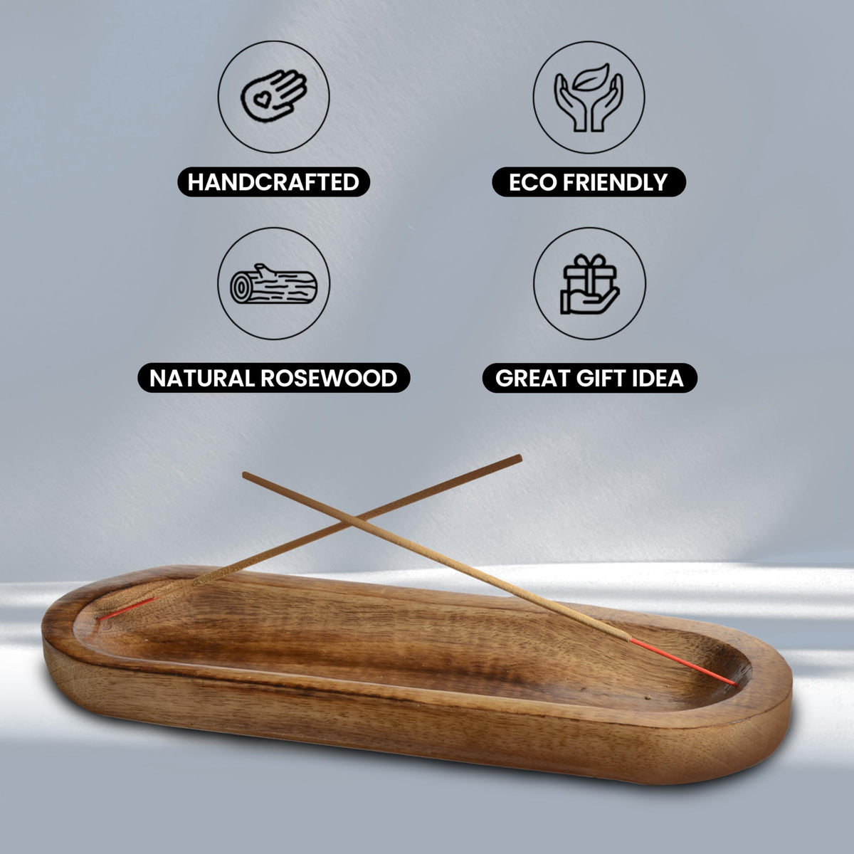 UnitedPrime Incense Holder-Incense Burner/Ash Catcher-Handmade Wooden Insence Tray Home Decor 11x4x1.2 Inches