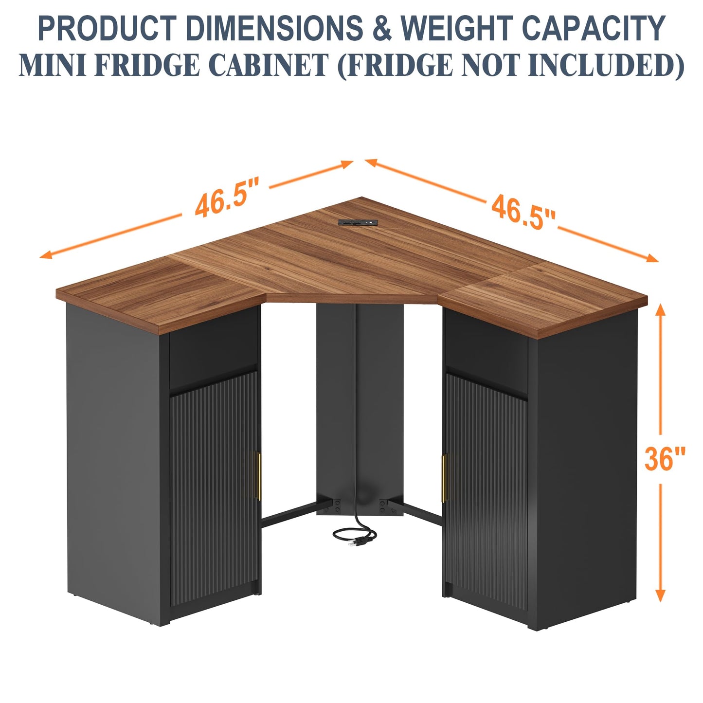GDLF Corner Bar Cabinet with Fridge Space, Corner Coffee Bar Station with Storage, L Shaped Liquor Wine Cabinet for Home