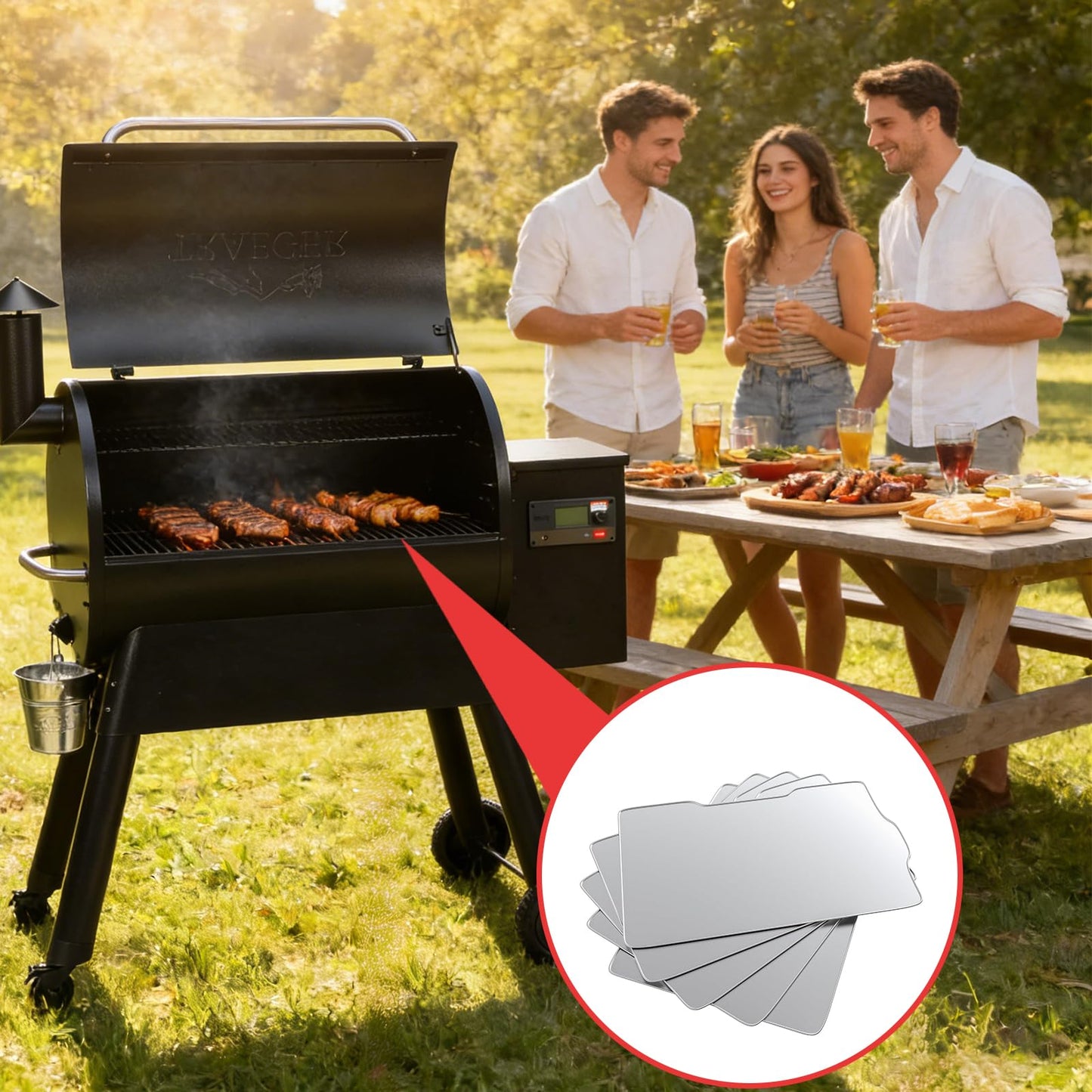 WEBROIL 6 Packs BAC520 Drip Tray Liners for Traeger Pro 780 Pellet Smoker Grill, Heat-Resistant Foil Liners for Traeger Pro 780 Grill Accessories, Aluminum Tray for Catching Grease 26" x 16"