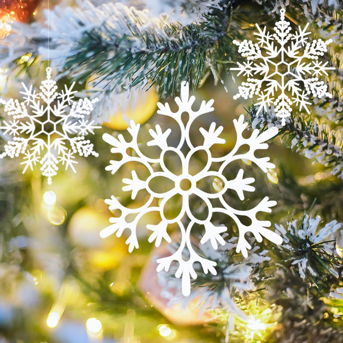 kockuu Large Christmas Hanging Snowflakes Decorations Outdoor for Tree