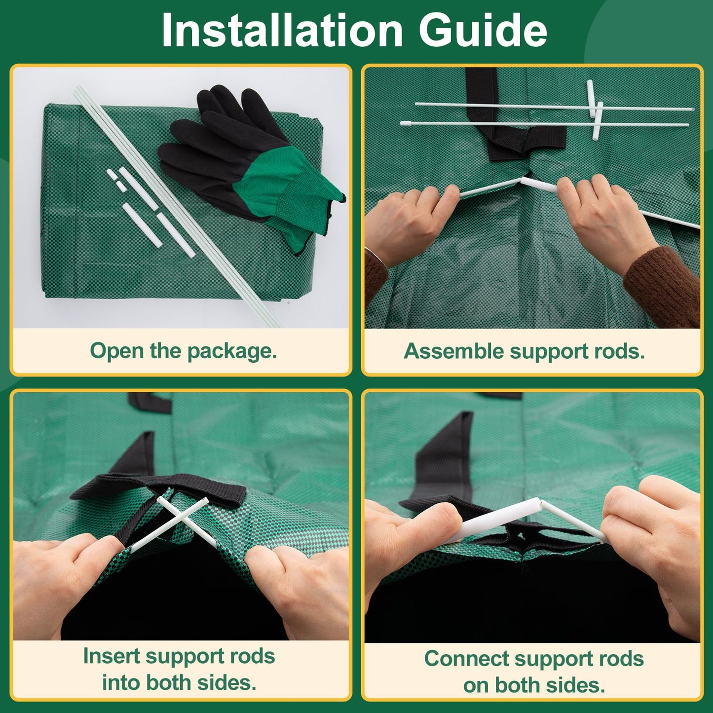 NIGOOLATA 72 Gallon Large Leaf Collector, Foldable Reusable Yard Waste Bags, Heavy Duty Dustpan Type Garden Leaf Bags with Gloves