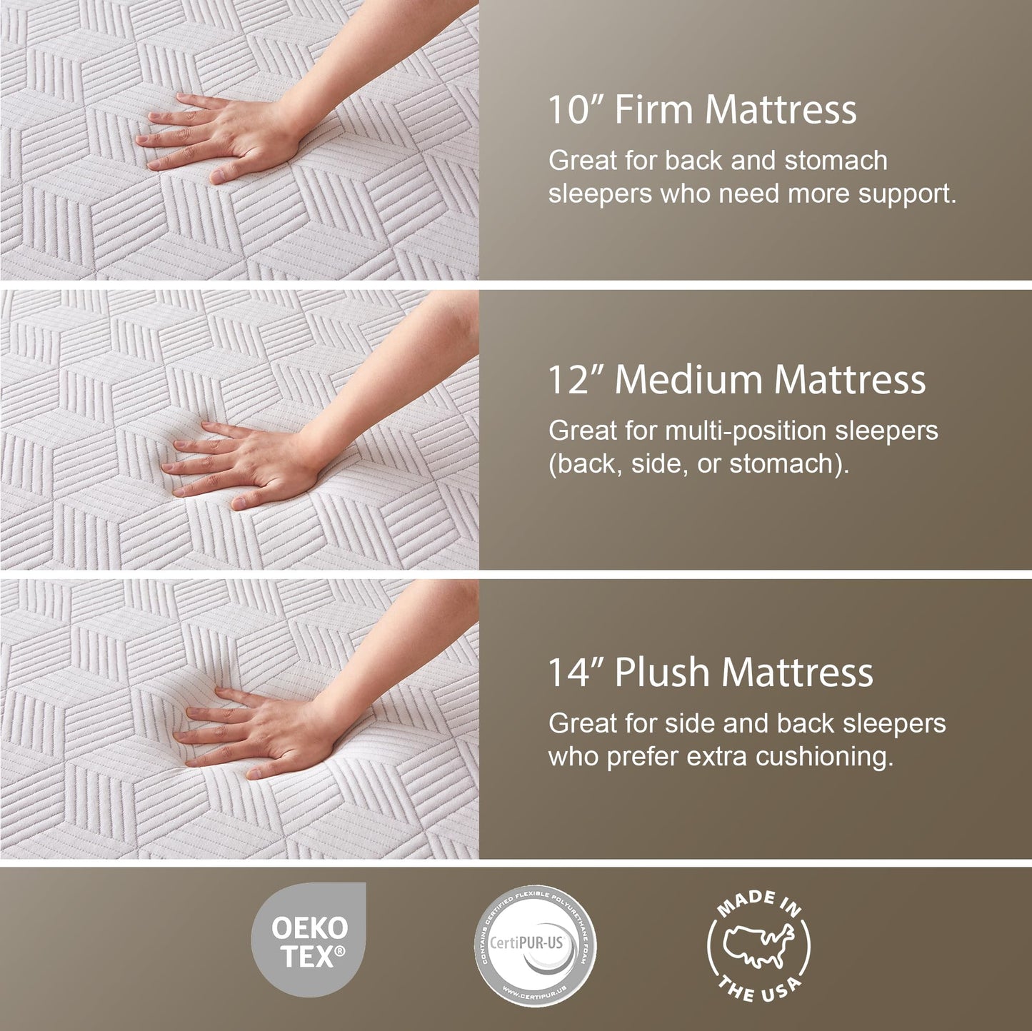 Renanim Split King Medium Firm Cooling Gel Memory Foam Mattress - 12 Inch Breathable Comfort, Motion Isolation Mattress in a Box