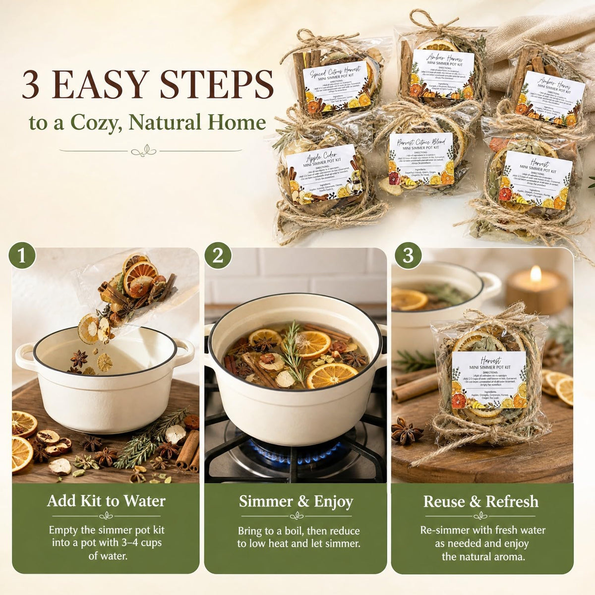 Naucoos 6 Pack Fall Simmer Pot Potpourri, Stovetop Potpourri Bag, Diversity