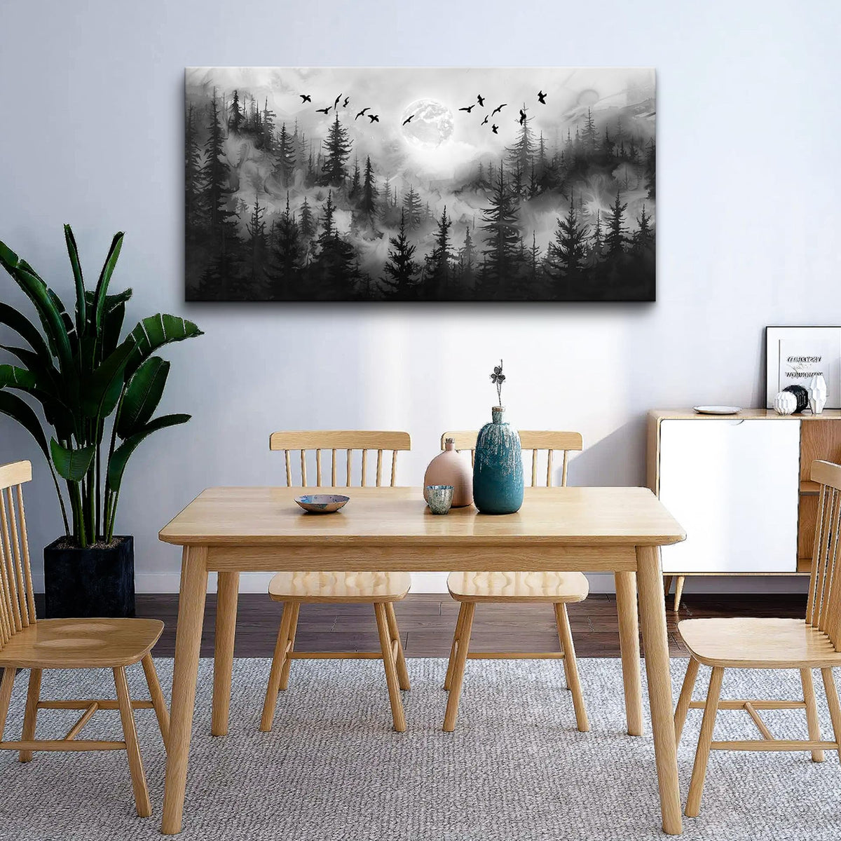 Lapremoly Forest Tree Painting for Living Room Modern Landscape Wall Art Canvas Prints Black And White Pictures Home Decor Bedroom Bathroom Office Wall Decor Artwork Ready To Hang Home Decoration