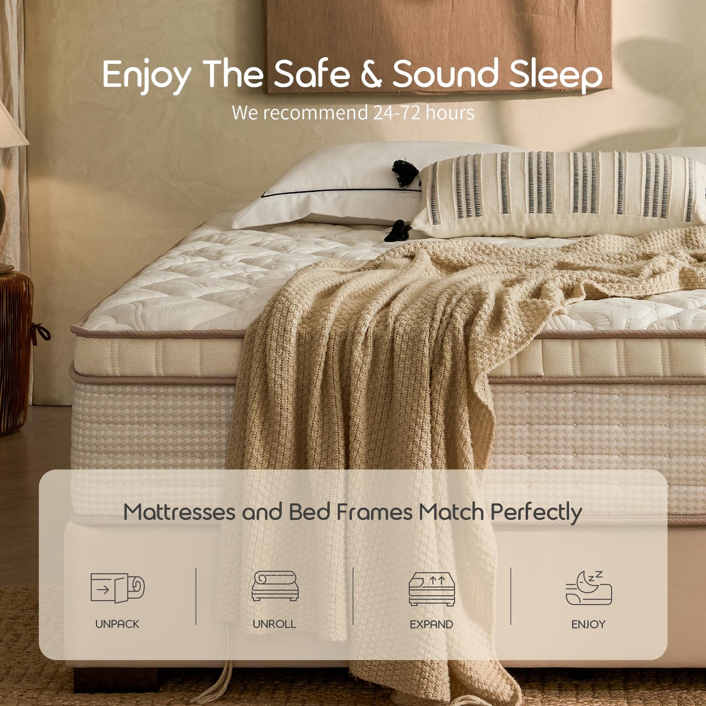 ZELBIO 12 Inch Full XL Mattress Hybrid, Cooling Gel Memory Foam & Pocket Springs, Medium Firm, Breathable, CertiPUR-US Certified, Bed-in-a-Box