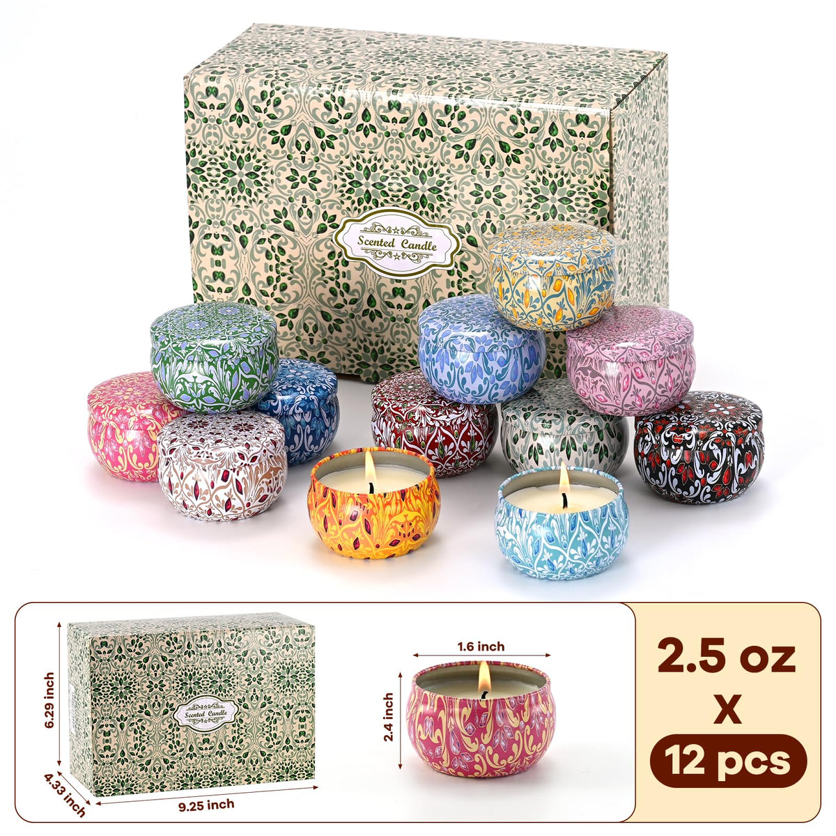 Scented Candles,12 Pack Aromatherapy Candle, Aromatherapy Candle with Gift Box for Family-Spring