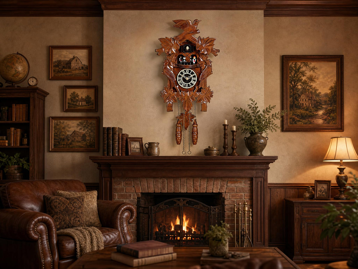 Kintrot Cuckoo Clock, Hand-Carved Wooden Antique Clock for Wall 11.1"x25.8"