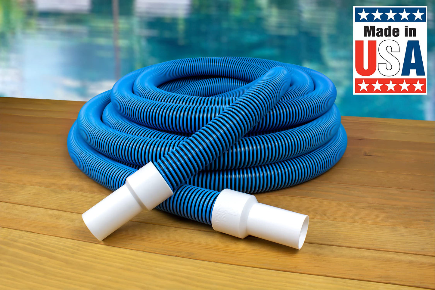 Poolmaster Manual Pool Vacuum Hose, 35 Ft x 1-1/2” for Inground & Above Ground Pools, Not for Automatic Cleaners, Kink-Free, Heavy Duty Pool Cleaner Hose with Swivel Cuff – Made in USA