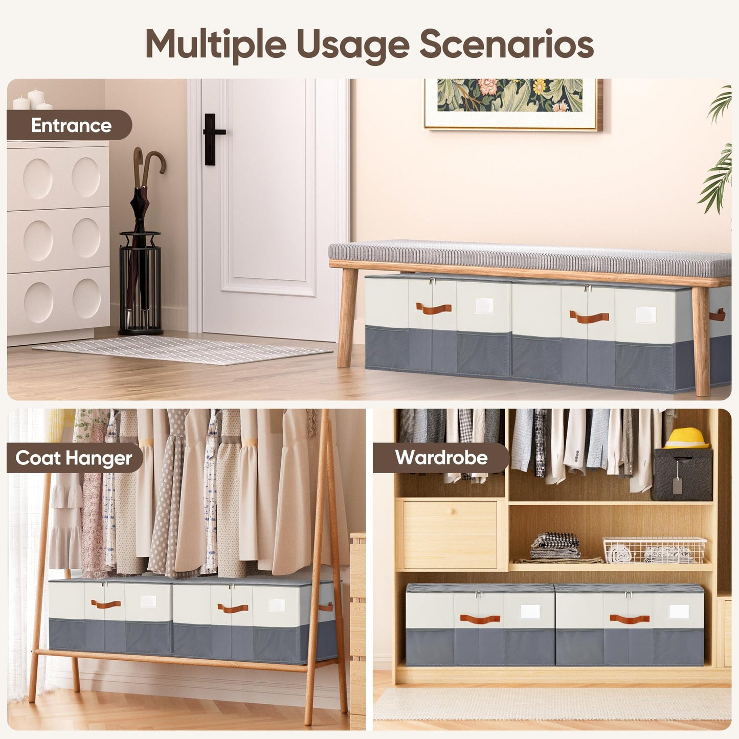 MSTONAL Shoe Organizer for Closet, Adjustable Storage Box Holds 24 Pairs