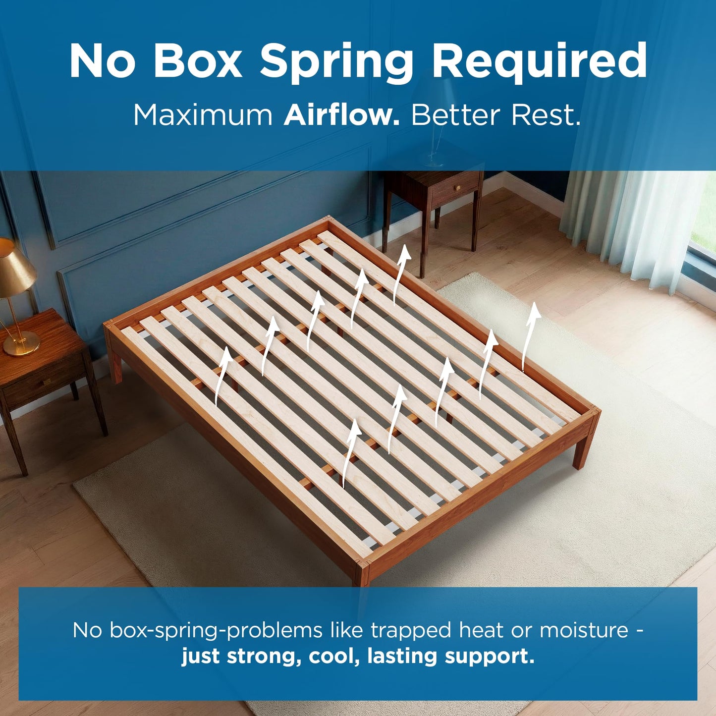 Meliusly SlatSure King Size Bunkie Board – Heavy Duty Vertical Bed Slats & Foldable Wooden Support Board for Sagging Mattress or Platform Bed Frame, Box Spring Alternative and Replacement