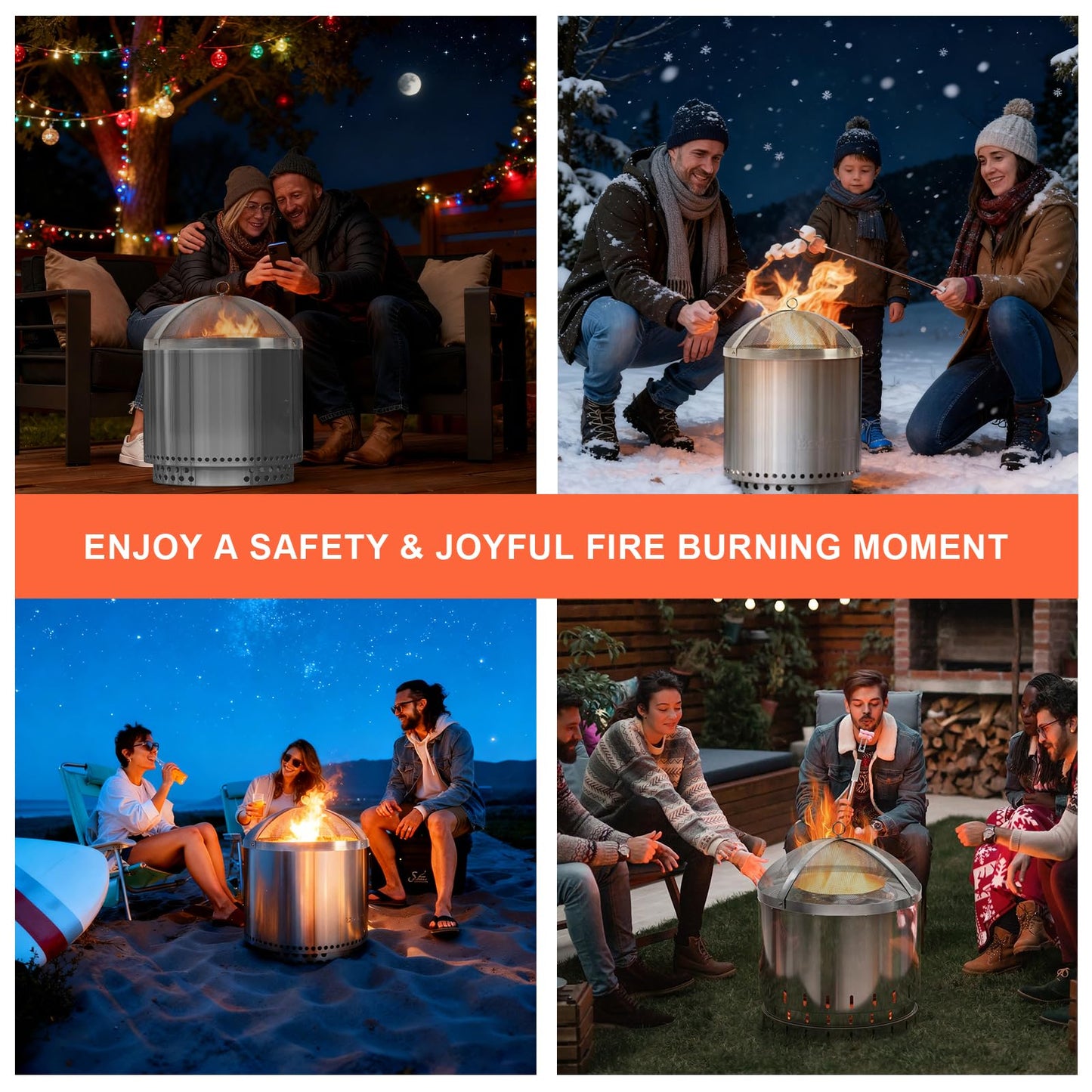 Spark Screen for Solo Stove Bonfire 19.5-Inch, Stainless Steel Mesh Cover with Removable Handle, Fire Pit Spark Guard for Patio, Backyard, Camping