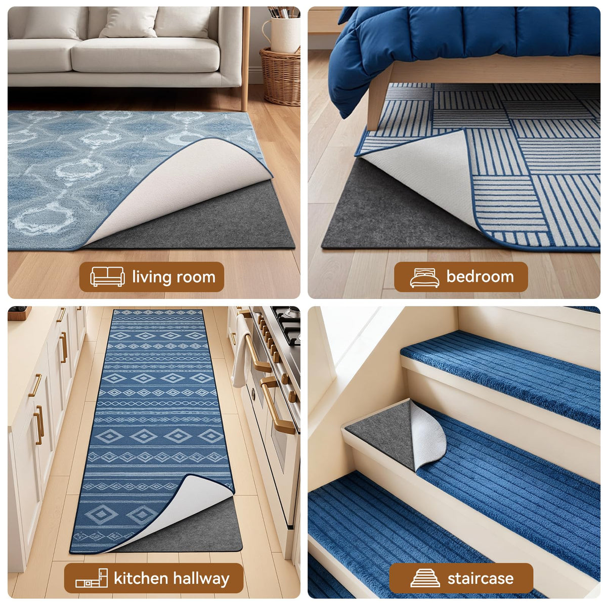 Songrey 8'x10' Non‑Slip Rug Pad, 1/8" Thick Cushioned