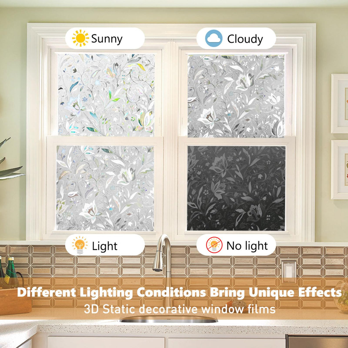 Kromapolis Privacy Window Film, Stained Glass Decorative, 17.5″ x 78.7″