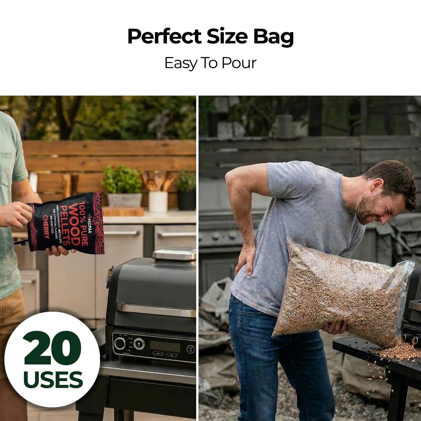 Kona 100% Cherry Smoker Pellets, Intended for Ninja Woodfire Outdoor Grill, 2 lb Resealable Bag