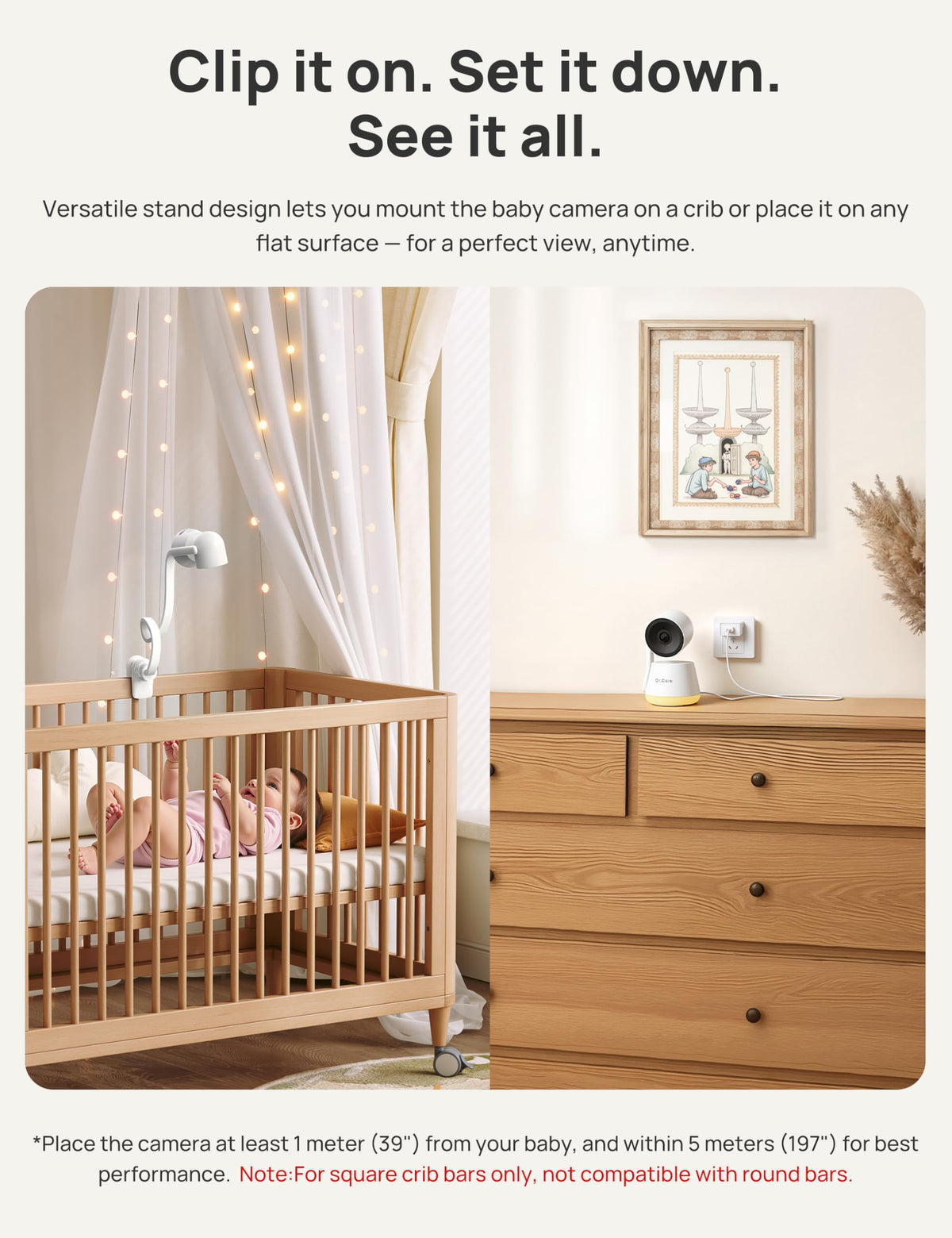 Dr.Care LumiView Plus Smart WiFi Baby Monitor with Clip Mount, 5.5" 1080P