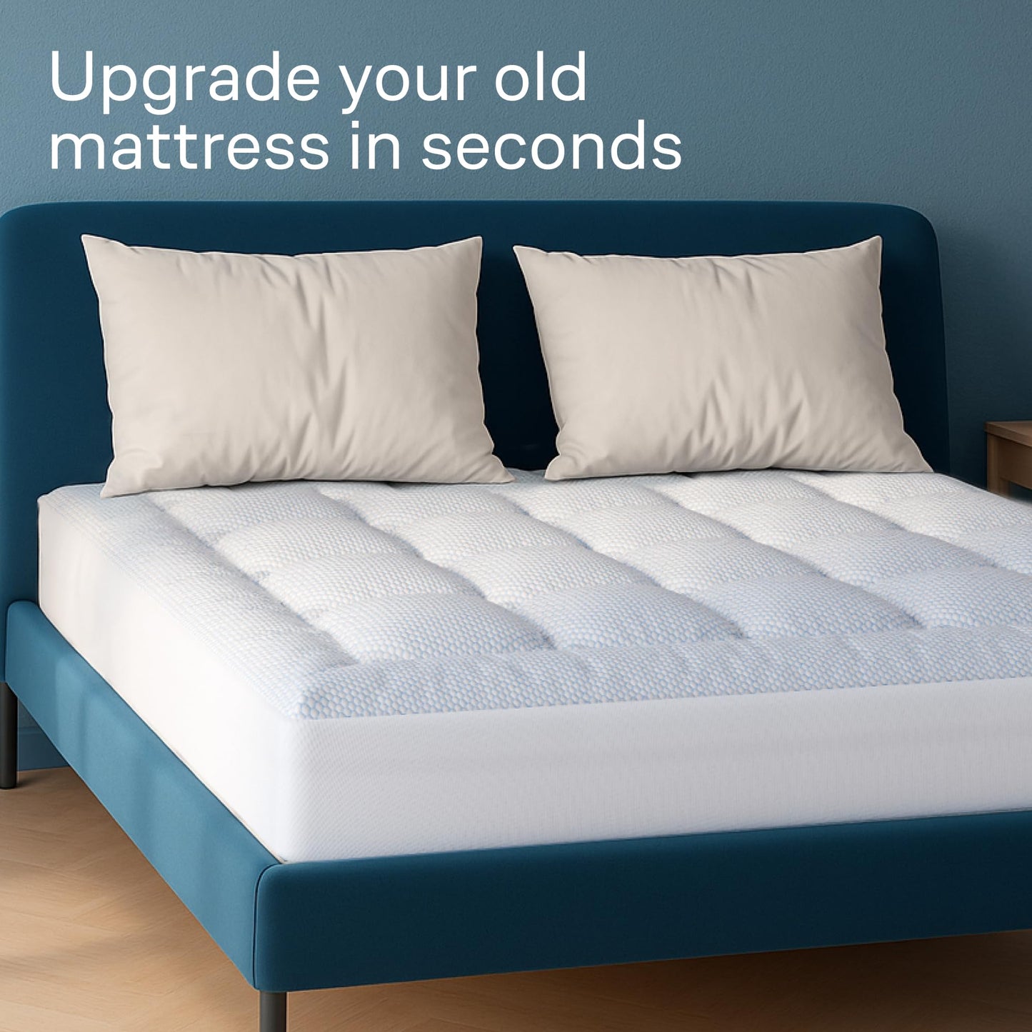 Niagara Cooling California King Mattress Topper - Pillow Top Mattress Cover Quilted Fitted Cooling Topper for Back Pain Deep Pocket Fits 20 Inches, Blue