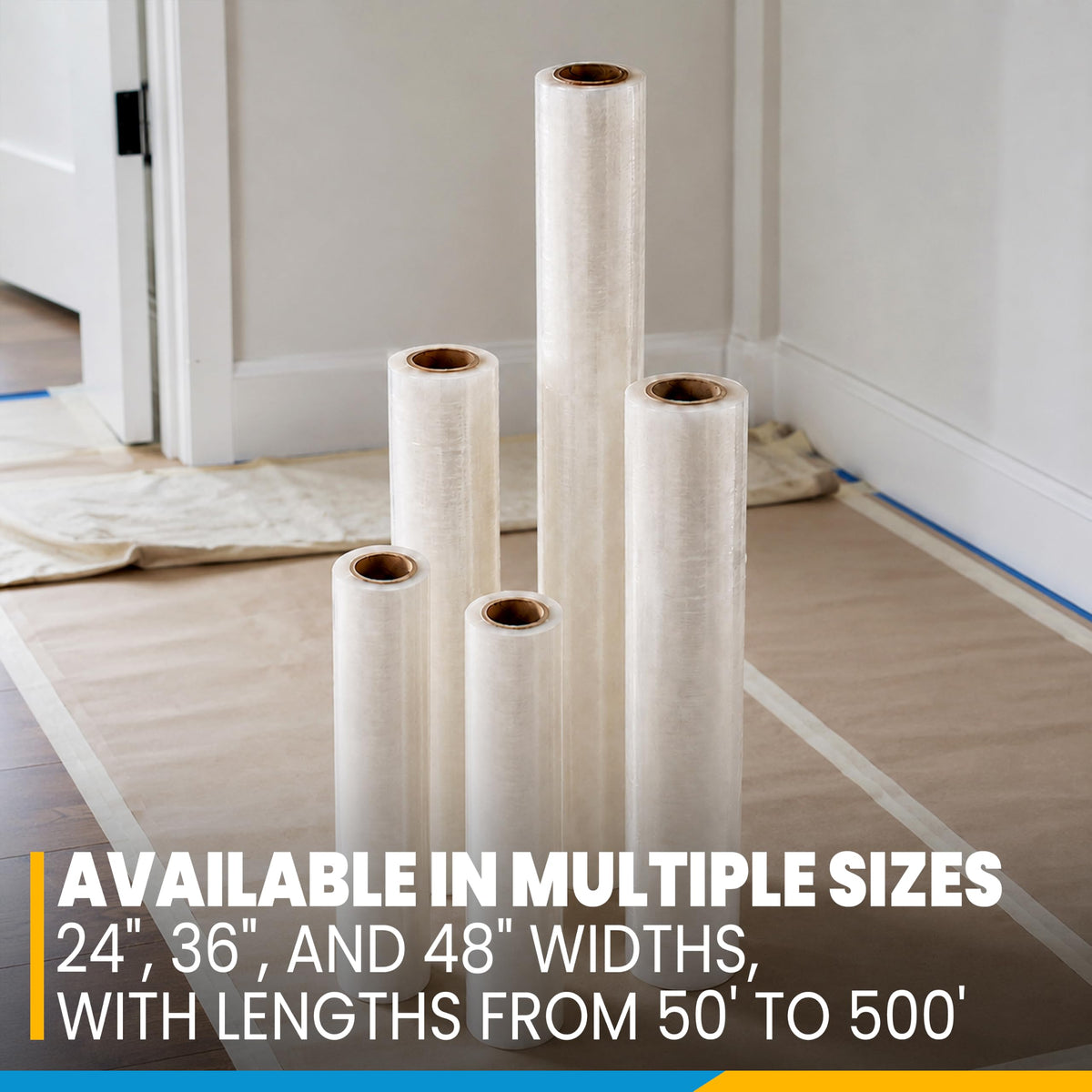 Zip-UP 24" x 50' Carpet Protection Film, Self Adhesive, Easy Installation