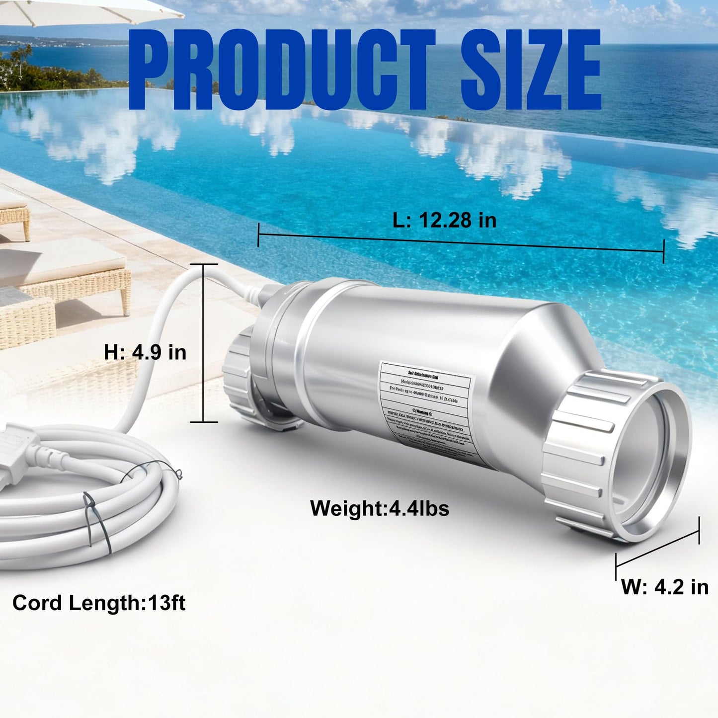 T-15 Salt Cell for Pool Replacement Hayward Salt Cell T-15 Water Pool Chlorinator Generator, Salt Cell for Pool up to 40,000 Gallons, Easy to Install (40000 Gallon)