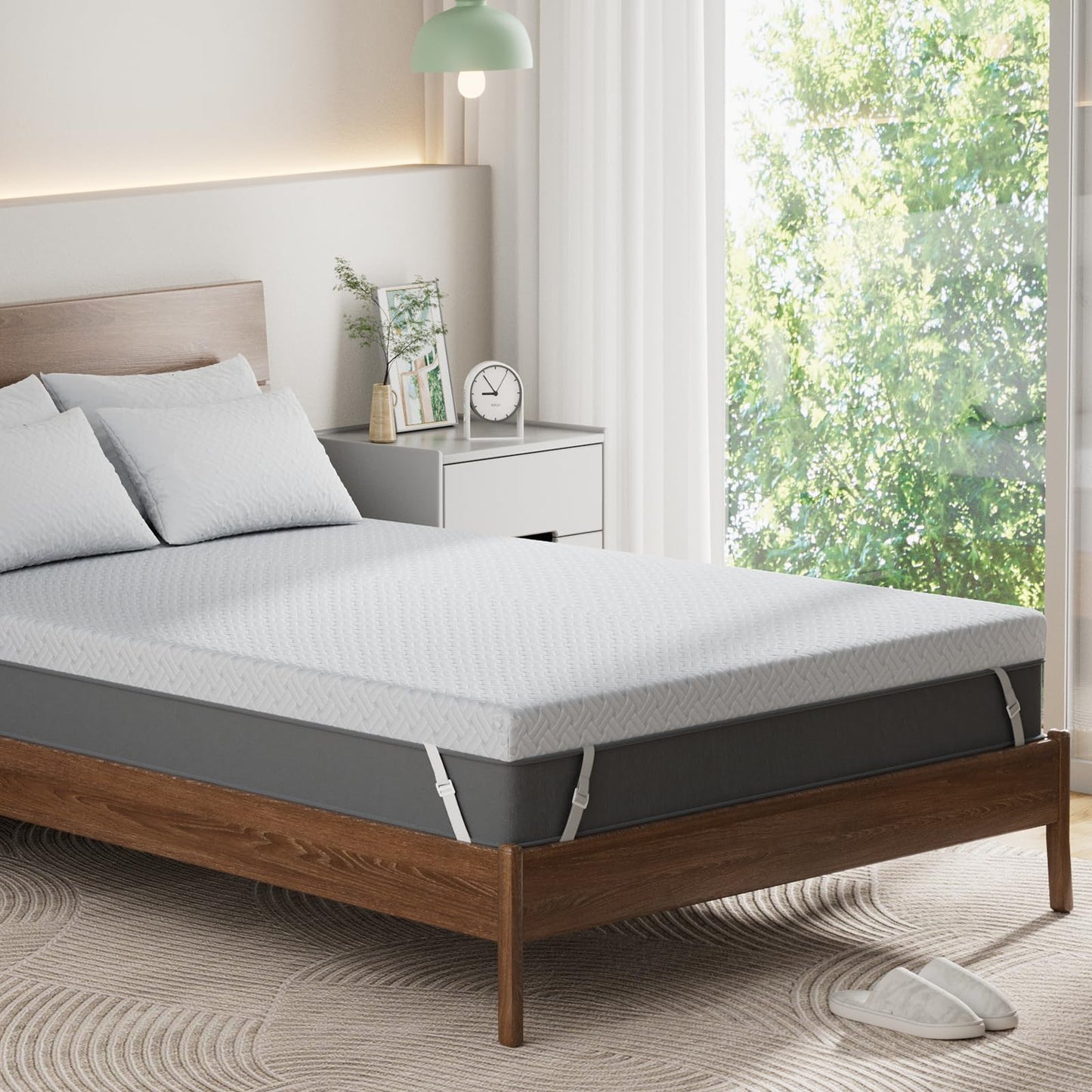 PERLECARE Full XL Mattress Topper - 3 Inch Cooling Memory Foam Mattress Pad Made with CertiPUR-US® Certified Foam,Bed Topper with Bamboo Cover,Removable & Washable & Non-Slip,Oeko-Tex Certified