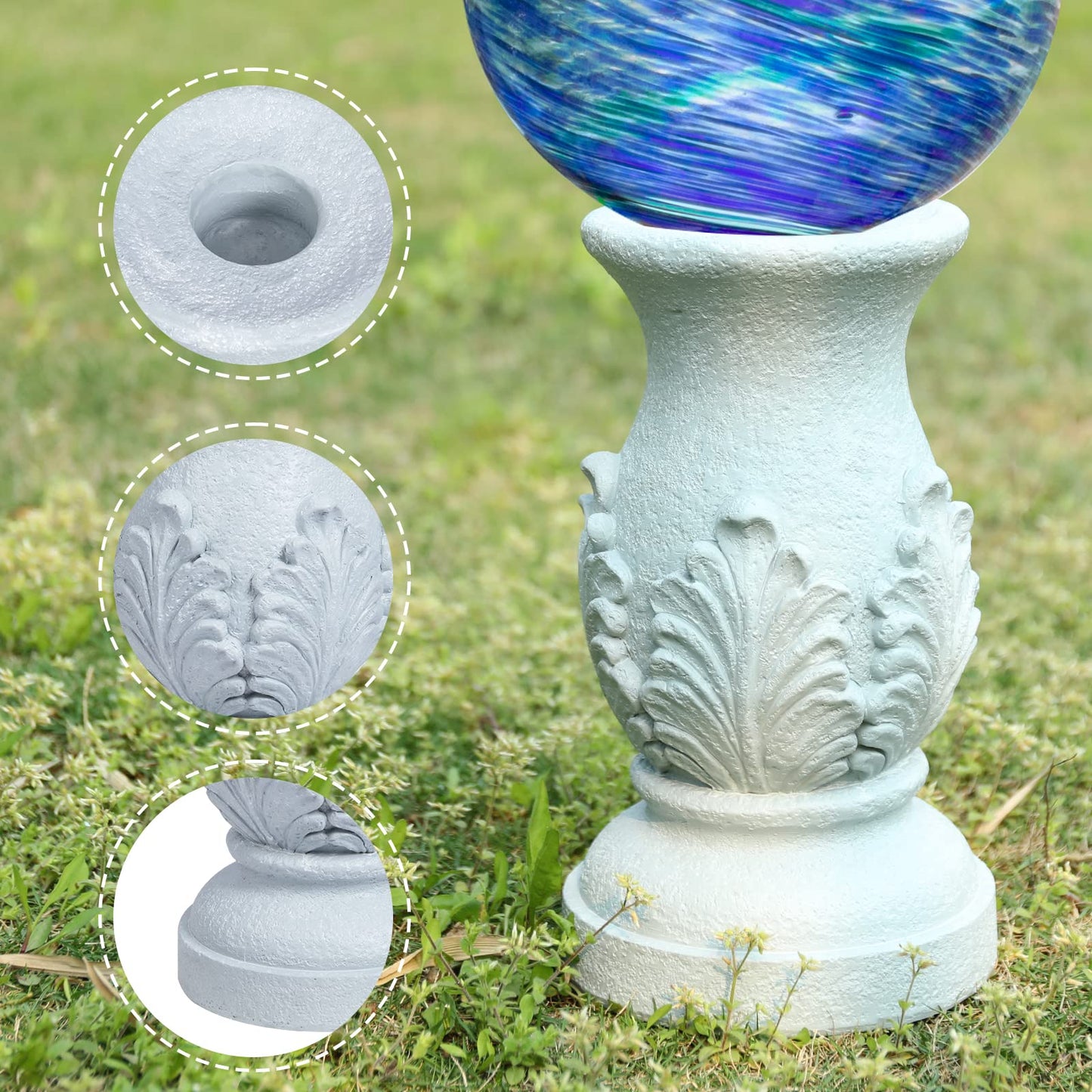 VCUTEKA Gazing Ball Stand, Roman Column Gazing Globe Stand for 8-10 Inch Garden Gazing Globe, Indoor/Outdoor Display Stand Décor Accessories, 12" H