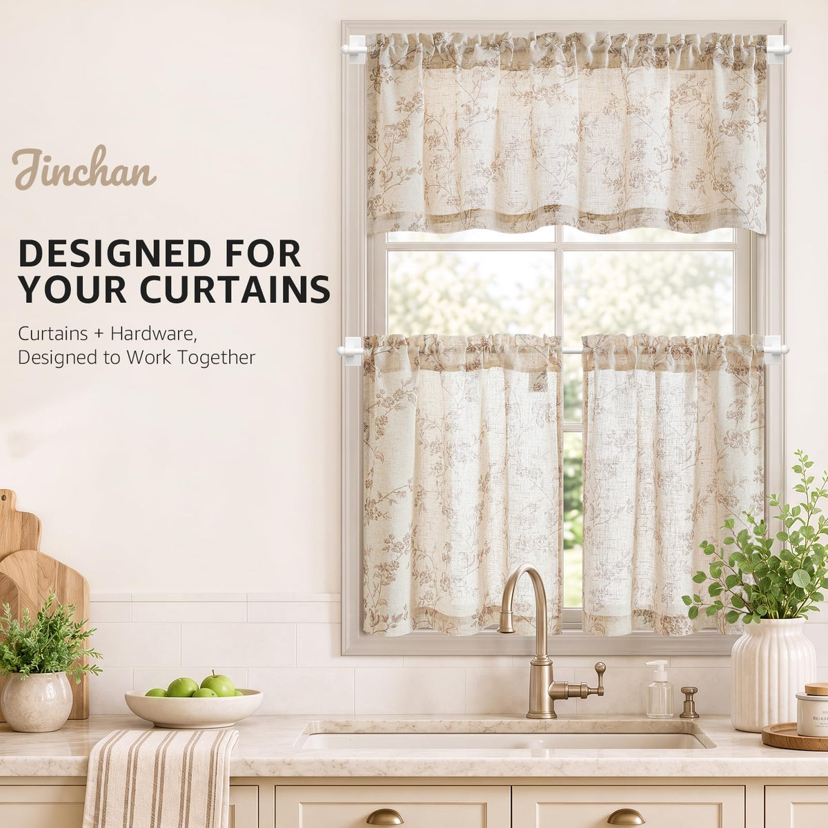 JINCHAN Magnetic Curtain Rods for Metal Doors 16-28 Inches 2 Pack White