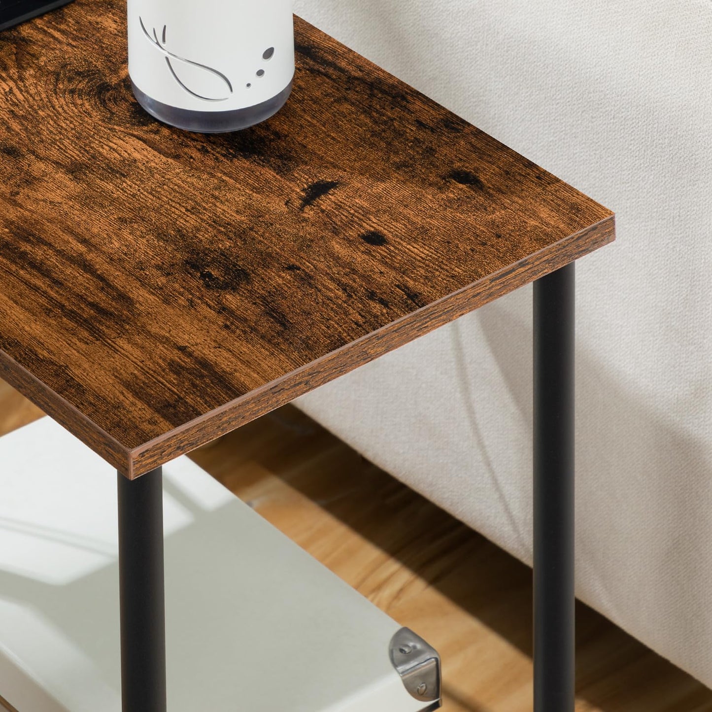 HOOBRO Side Table with Charging Station, Set of 2 End Tables with USB Port and Outlets, Nightstand with 2-Layer Storage Shelves for Small Spaces, Living Room, Bedroom, Rustic Brown BF09UBZP201